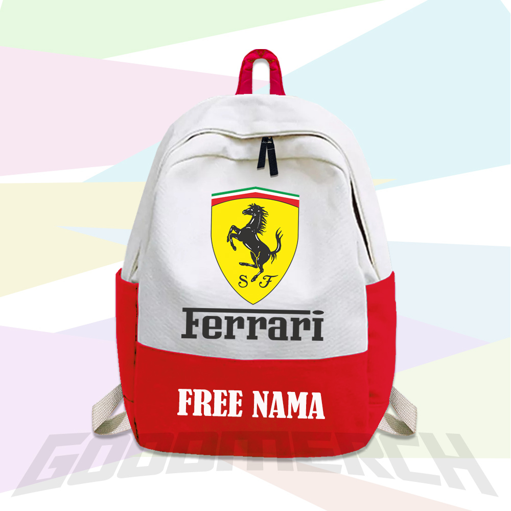 Ferrari MOTIF กระเป๋าเป้สะพายหลัง พิมพ์ลายชื่อ สําหรับเด็กอนุบาล