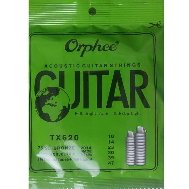 สายกีต้าร์โปร่ง Orphee Size 010 Import - Orphee TX620 Strings