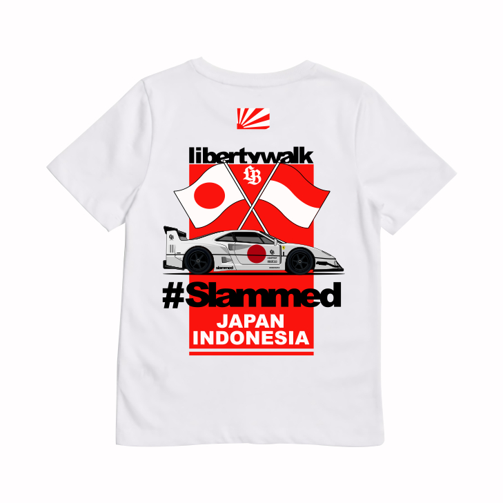 KRMK เสื้อยืด Distro สําหรับเด็ก Unisex พร้อม JDM LIBERTY WALK SLAMMED FERRARI F40 LBWK ภาพ