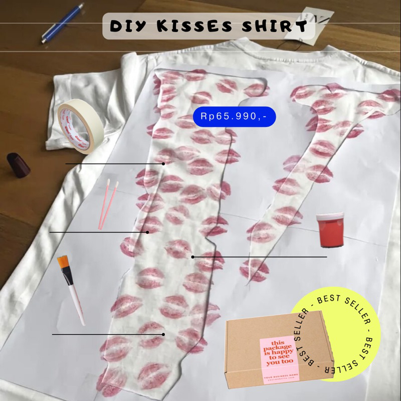(ฟรีกล่องและกระดาษรีดผ้า)เสื้อยืด Diy KISS| แสตมป์ริมฝีปากของคุณเอง | เสื้อผ้าจูบริมฝีปากของตัวเอง | เสื้อยืด Diy KISS | ทําเอง KISS เสื้อยืด | เสื้อยืด Own Lip CAP | เสื้อจูบ