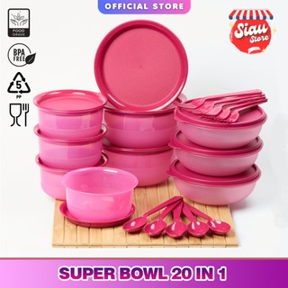 SIAU STORE CPM PAKET MANGKOK SUPER BOWL 20 IN 1 MERAH/PAKET MANGKOK LENGKAP