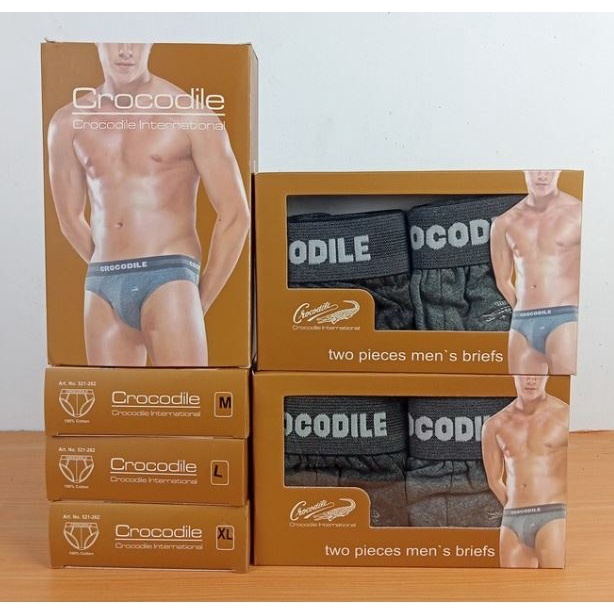 2ชิ้นจระเข้262ชุดชั้นในซีดีผู้ชาย262/ชุดชั้นในผู้ชายจระเข้สีน้ําตาล