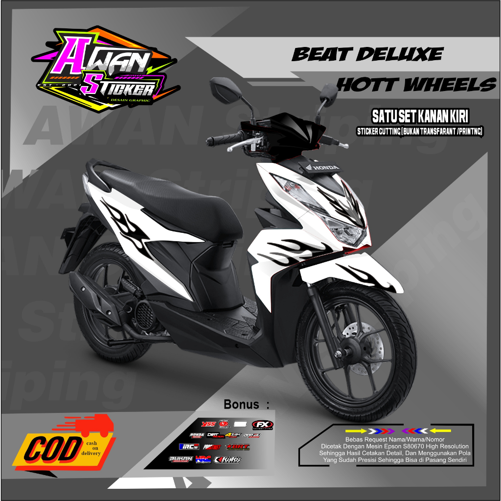 ตัด Beat Dulex สติ๊กเกอร์ติดมอเตอร์ไซค์ 2020-2023 การออกแบบเปลวไฟร้อนตัด Beat สติ๊กเกอร์ใหม่