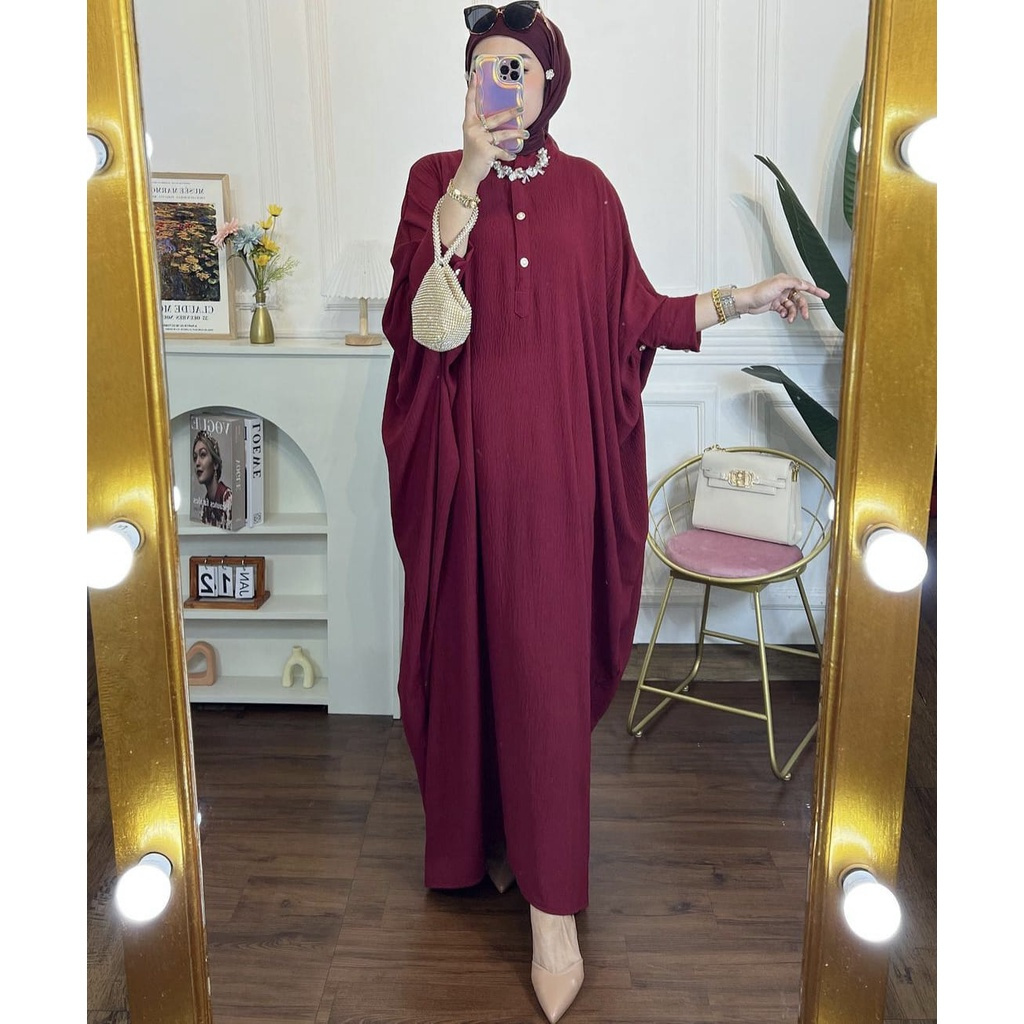 NILAM GAMIS DRESS KAFTAN WOMENS TOP ABAYA CRINKLE AIRFLOW PREMIUM (KJI) Grossirahijabsolo
