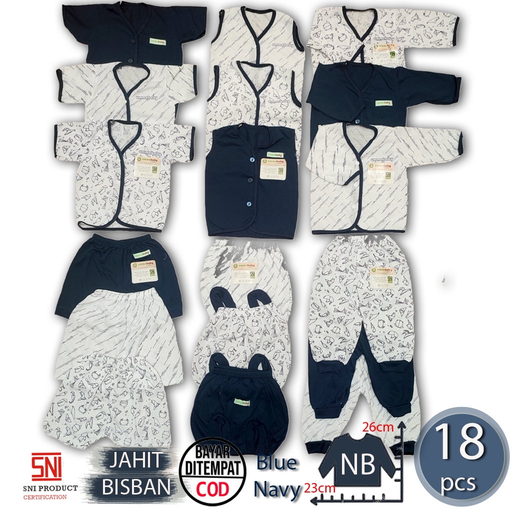 Ummababyshop 18 ชิ้นเสื้อผ้าเด็กเสื้อผ้าเด็กเสื้อผ้าเด็กผู้หญิงเสื้อผ้าเด็กทารกทารกแรกเกิดเสื้อผ้า Stelan ชุดของขวัญ Birth Gift Baby Tops ชุดโหล Navy 12.12