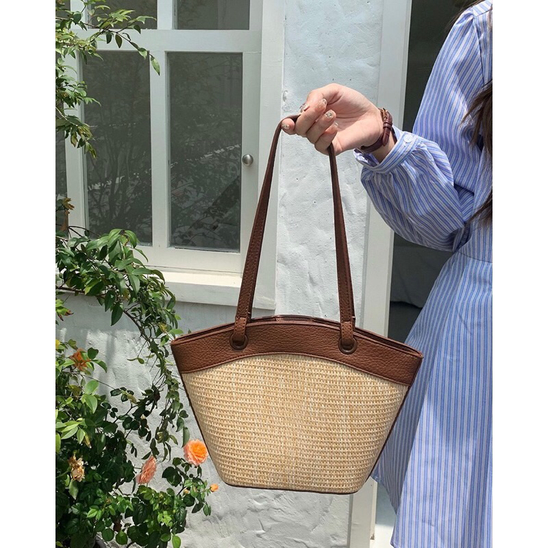 Zata tote bag/กระเป๋าโท้ทเกาหลี/กระเป๋าสาน