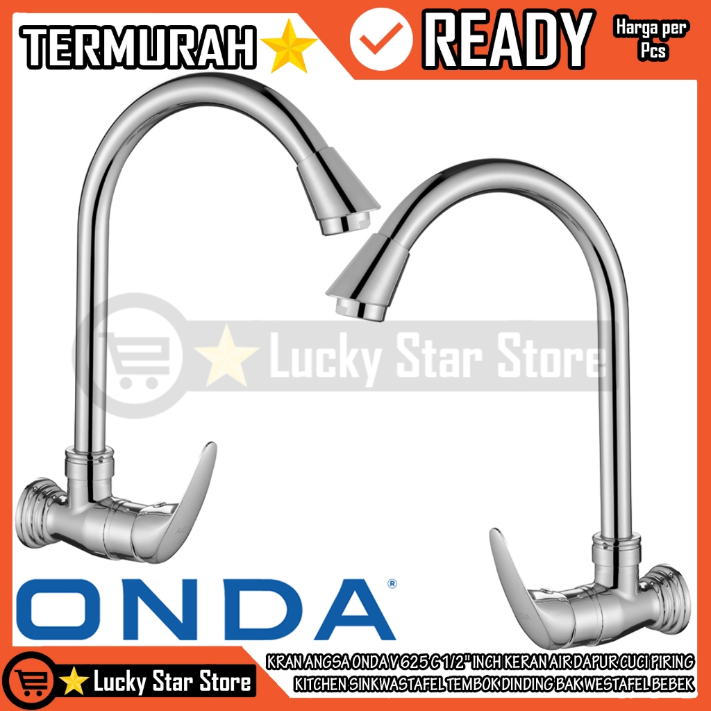 Onda Swan คอ Wall Sink ก๊อกน้ํา V625 V 625 C 1/2" นิ้ว In นิ้ว Chrome Kitchen Sink ก๊อกน้ําสแตนเลสอ่