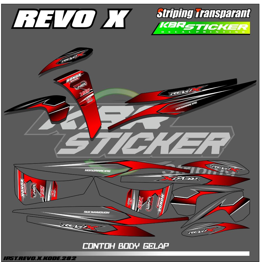Revo X HONDA REVO X สติกเกอร์ติดตกแต่งรถจักรยานยนต์ - สติกเกอร์แผนภูมิสี เรียบง่าย พร้อมโฮโลแกรม และการออกแบบการแข่งรถแบบโปร่งใส IP.KODE-282