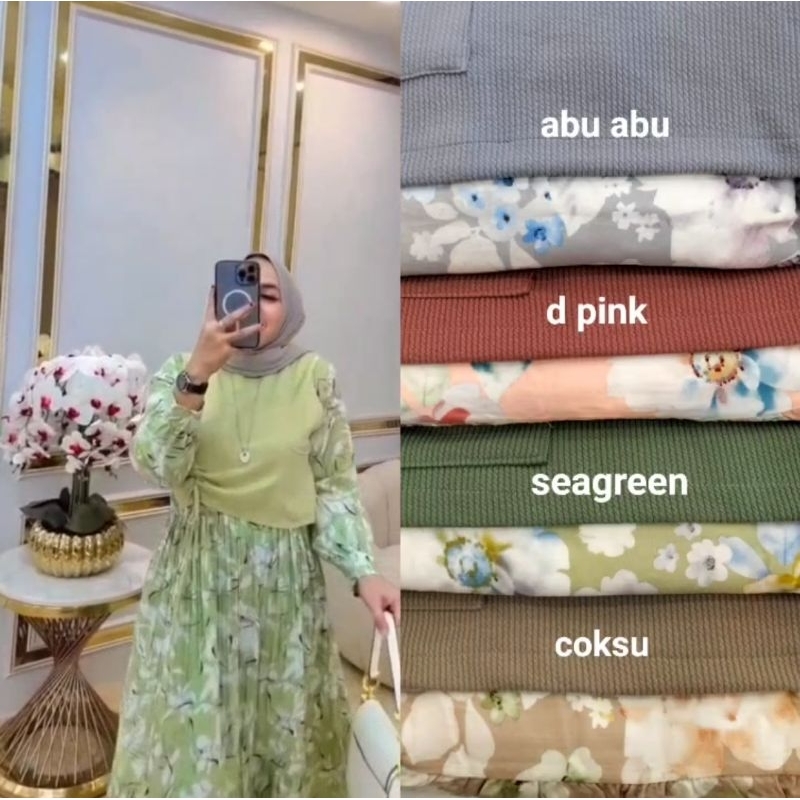 Ichha_Fashion New Premium Knit Kombi Fllow Gamis