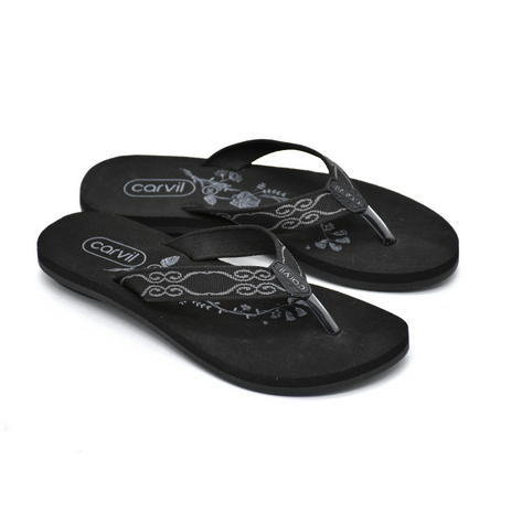 Carvil Chiva-L รองเท้าแตะฟองน้ําผู้หญิงสีดํา/เทา