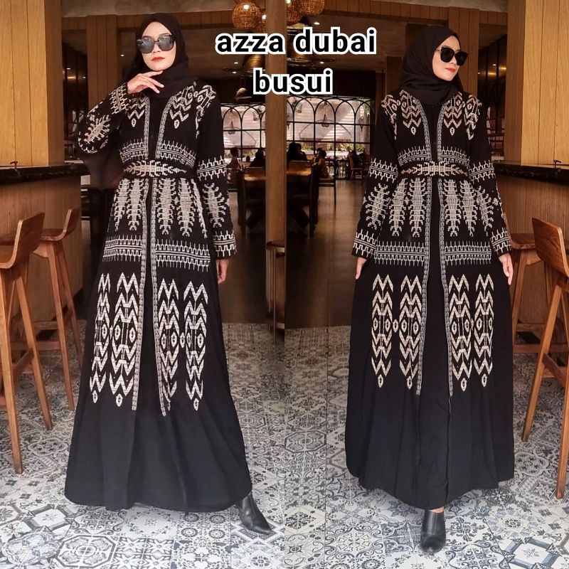 Hitam Abaya Black Maxi Dress Arab azza dubai Gamis Bestseller