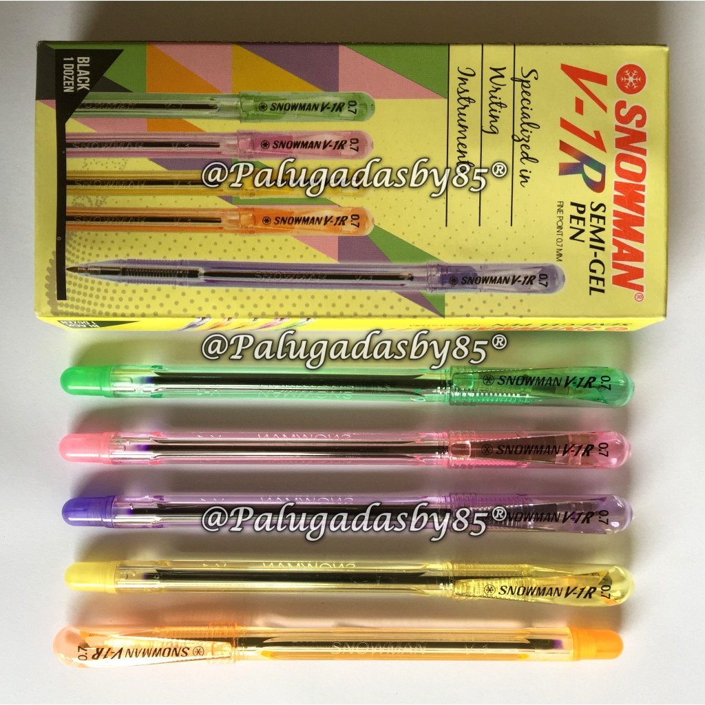 (1 ชิ้น) WHOLESALE Snowman V-1R 0.7 Black Ball Pen / Snowman V-1R 0.7 Pen / Snowman V1R ปากกาลูกลื่น