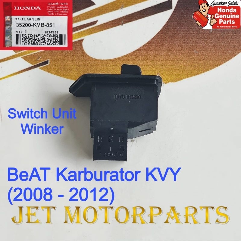 35200KVB851 สวิทช์หน่วย Winker ไฟเลี้ยว BeAT คาร์บูเรเตอร์ของแท้หรือเดิม Honda AHM