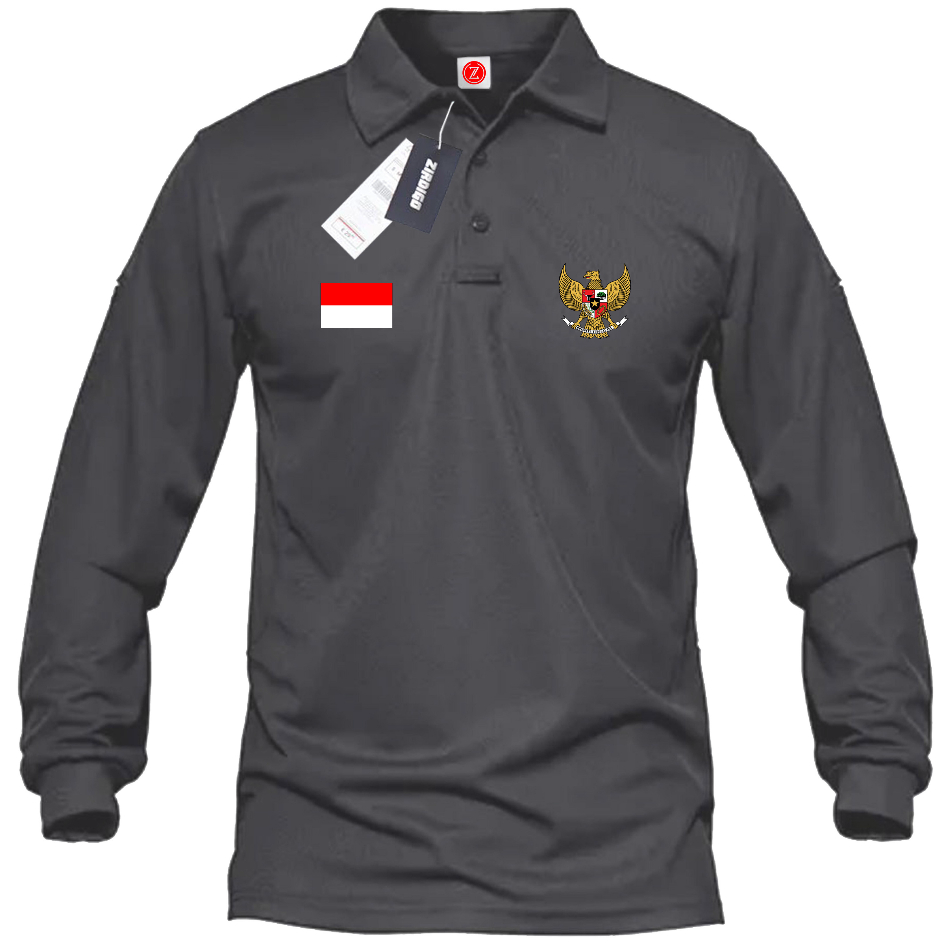 ➜♪✲❊ ซีร์ดิโก เสื้อโปโลผู้ชายแขนยาวคอปกครุฑ MP2 สกรีนคุณภาพ