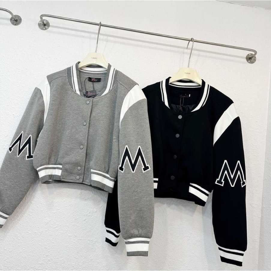 M2 เสื้อแจ็กเก็ตเบสบอล สไตล์เกาหลี สําหรับผู้หญิง
