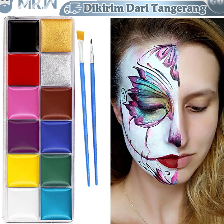 ☊↕⁑ 12 สี Body Face Paint Face Paint Face Paint ภาพวาด Body Paint Palette Face