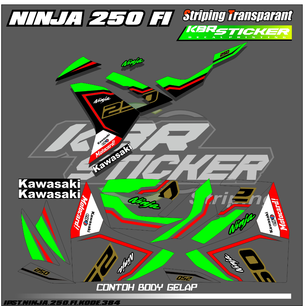 NINJA 250 FI KAWASAKI NINJA 250 FI สติ๊กเกอร์มอเตอร์ไซค์ - HOLOGRAM และ TRANSPARENT CODE 384