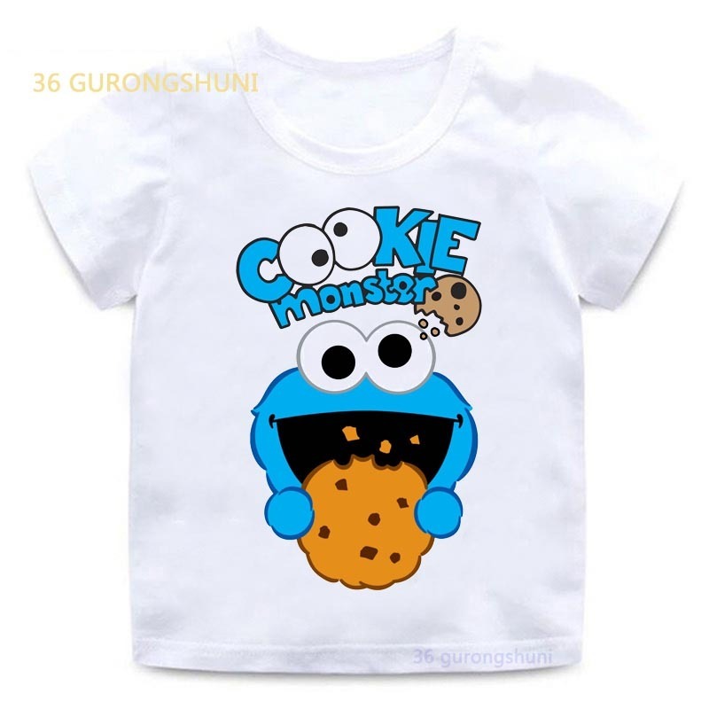 เสื้อยืดน่ารักและสุนทรียศาสตร์ COOKIE MONSTER EAT COOKIE