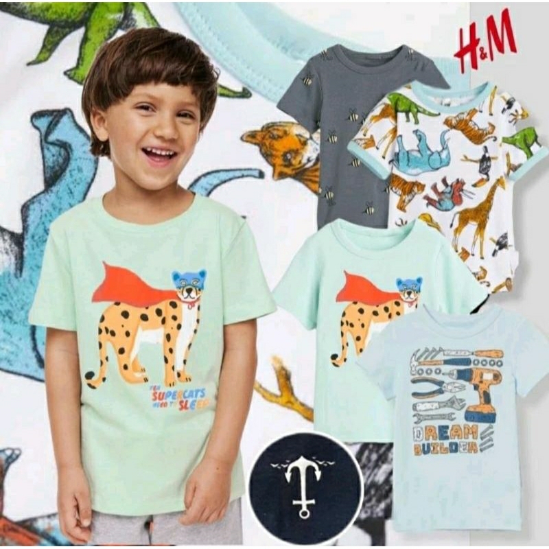 H&M ชม.&ม.&M เสื้อยืดแขนสั้น Unisex สําหรับเด็กผู้ชาย / HnM สําหรับเด็กผู้ชาย (11⁄2-12Y)