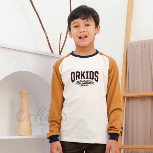 Katun Orkids Long Shirt Boys อายุ 1 - 12 ปีฝ้ายหวี 24 rglan Tazer BW Almon