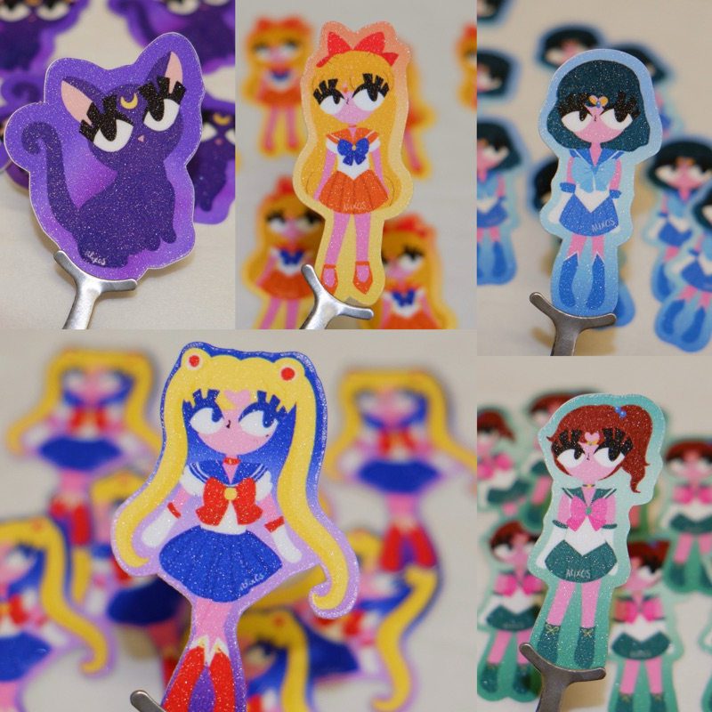 (min.3 ชิ้น) สติ๊กเกอร์กลิตเตอร์ Sailor Moon Mini Diecut