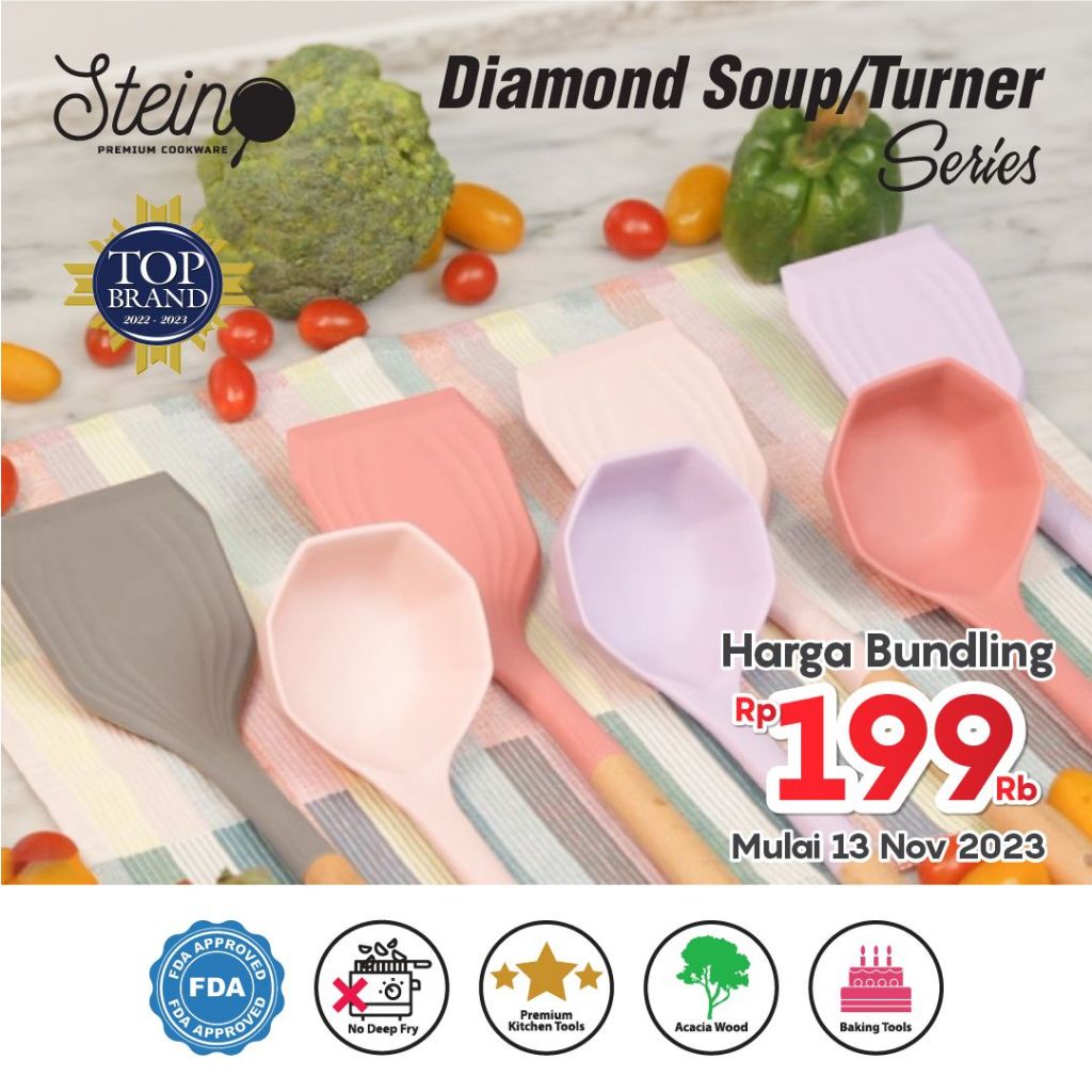 Steincookware Stein Spatula Diamond 2 in 1 Bundling (Diamond Turner + Diamond Soup _