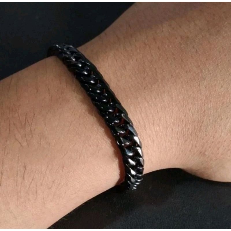 ผู้ชาย TITANIUM CHAIN BRACELET BLACK BRACELET COOL ANTI-RUST BRACELET