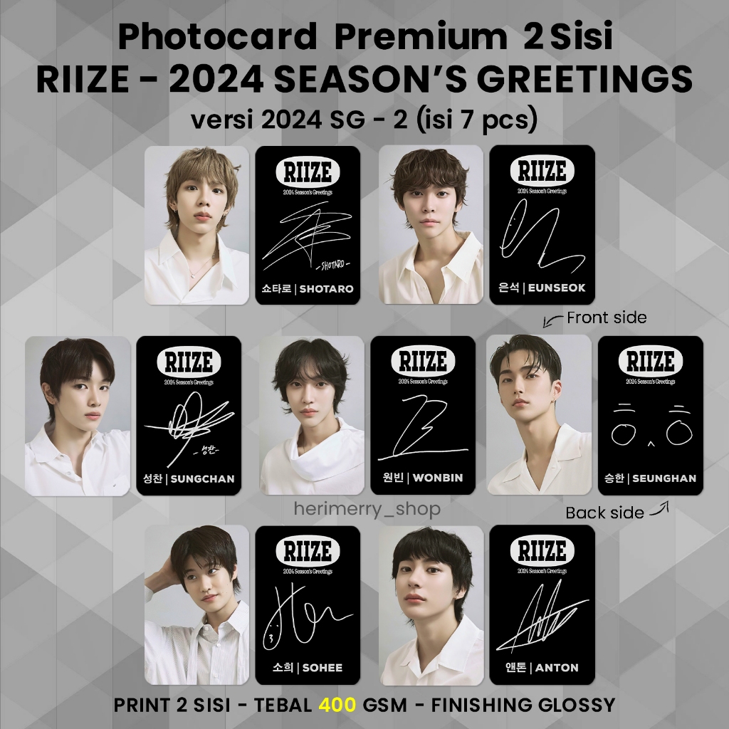 (ISI 7 ชิ้น) Photocard RIZE 2024 การ์ดอวยพรฤดูกาล - Potocard PC การ์ด Kpop Merch พรีเมี่ยม 2 ด้าน Unofficial