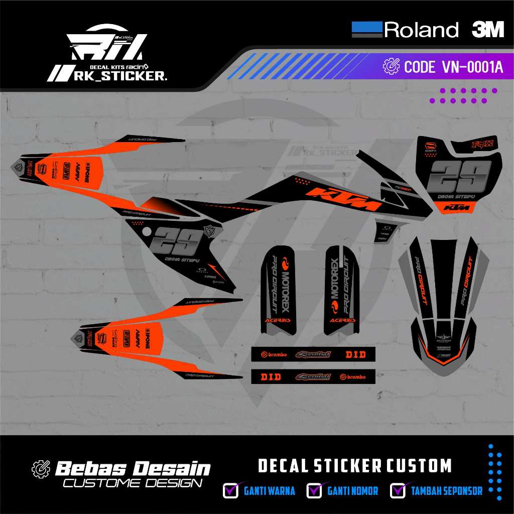DECAL RXF 50 CC / KTM 50 CC / KTM 65 CC ฟรีออกแบบที่กําหนดเอง MINI MOTO