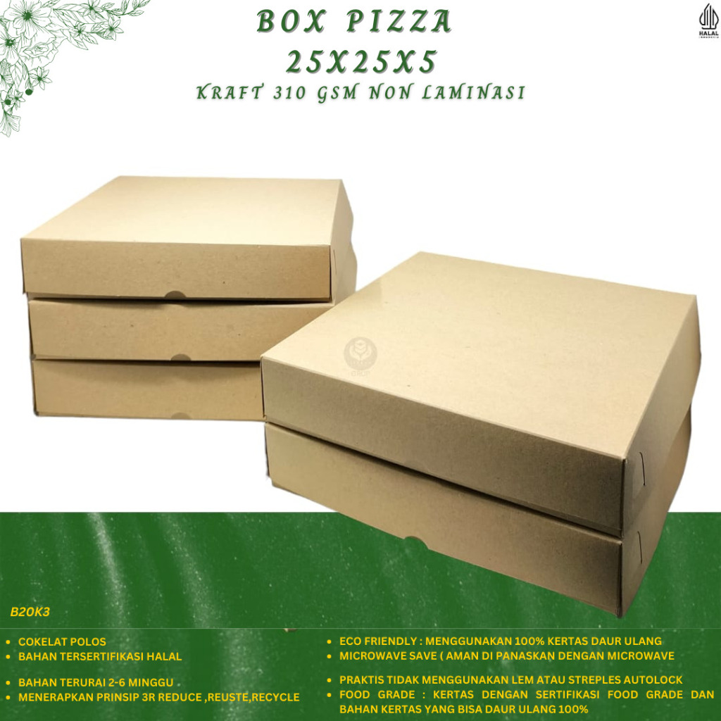 กล่องพิซซ่า กล่องพิซซ่า 25X25X5 กระดาษแข็ง (B20K3-25X25X5)
