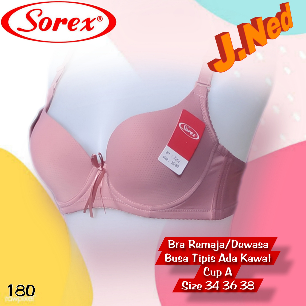 J180 Sorex Thin Foam Bra with Underwire และ Two Hooks ขนาด 32-38 Cup A