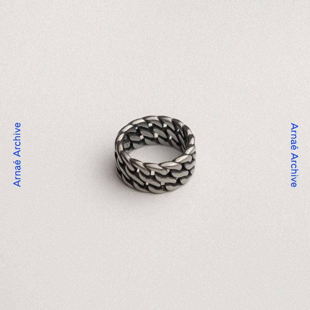 Arnaé Archive แหวนคู่โซ่คิวบา Unisex สแตนเลสแหวนป้องกันสนิม