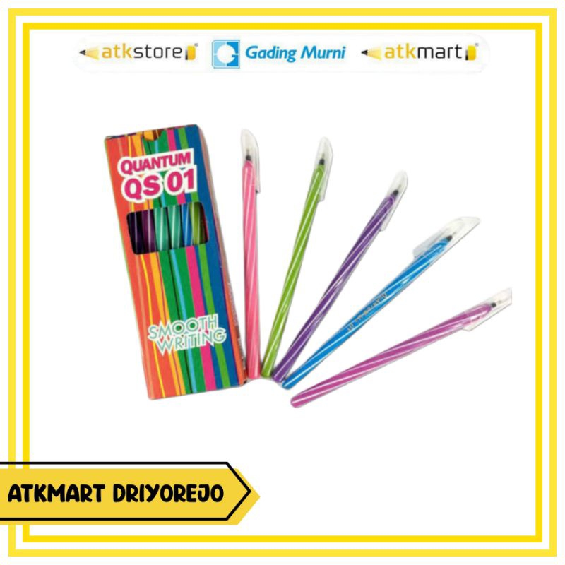 1 แพ็คมาตรฐาน QUANTUM QS-01 หมึกสีดํา BALLPIN LETTENTS 12 ชิ้น OFFICE BALLPIN