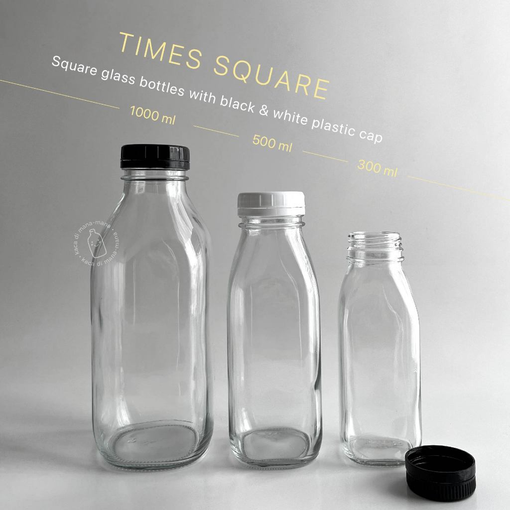 ขวดแก้ว Times Square 300ml 500ml 1 ลิตร - ขวดน้ําผลไม้กาแฟ - กล่อง