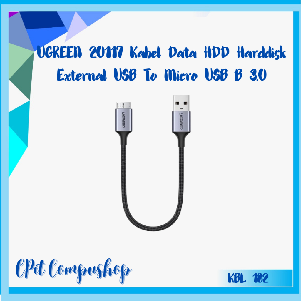Ugreen 20117 สายเคเบิลข้อมูล HDD External Harddisk USB เป็น Micro USB B 3.0