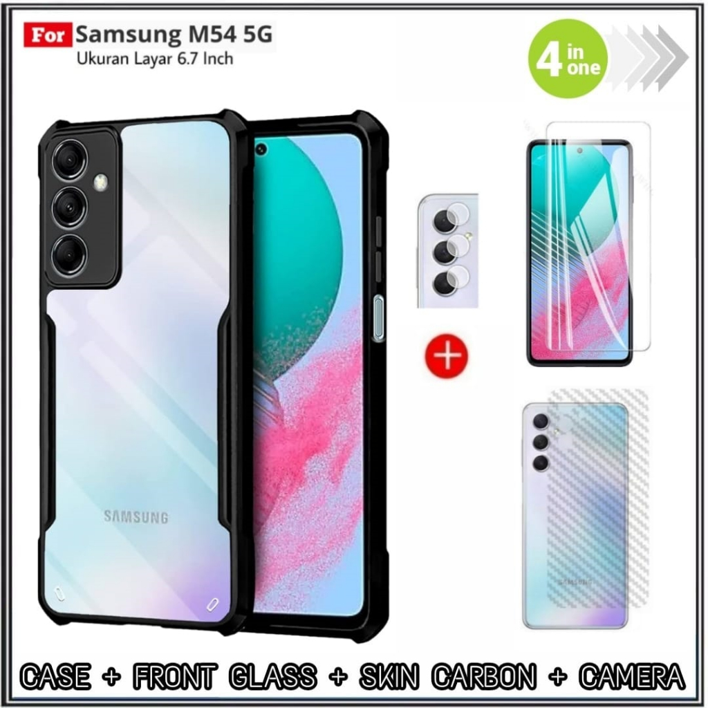 4in1 Case Package Samsung M54 5G SoftCasing Cover + กระจกนิรภัย Mondi Store