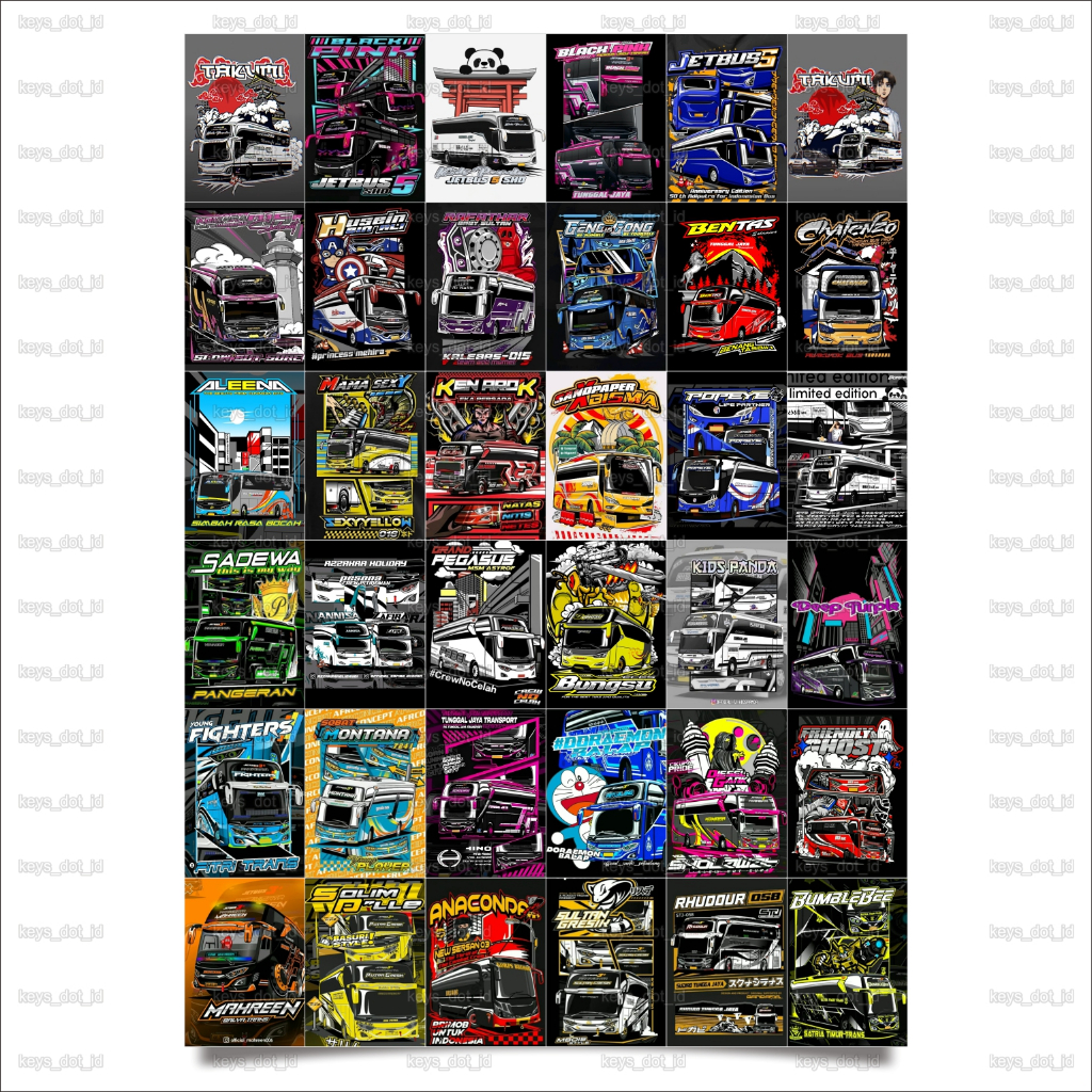 สติ๊กเกอร์ RK Basuri Bus 36 ชิ้น, สติ๊กเกอร์ Bus Mania, สติ๊กเกอร์ Viral Bus, สติ๊กเกอร์รถบัส