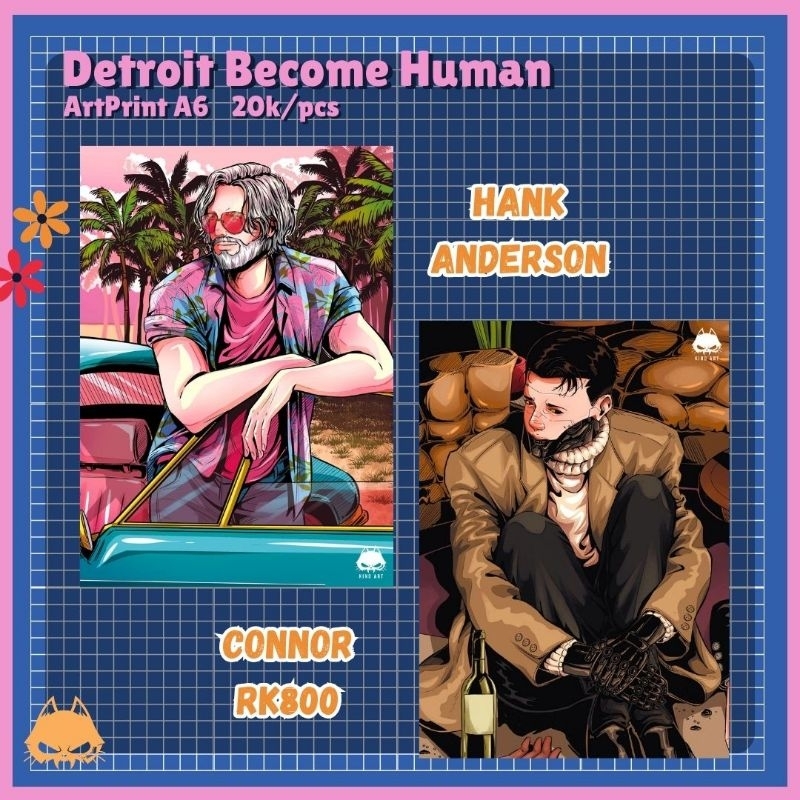 [OPEN PO] Detroit Become Human Art Print A6 Hank และ Connor RK800