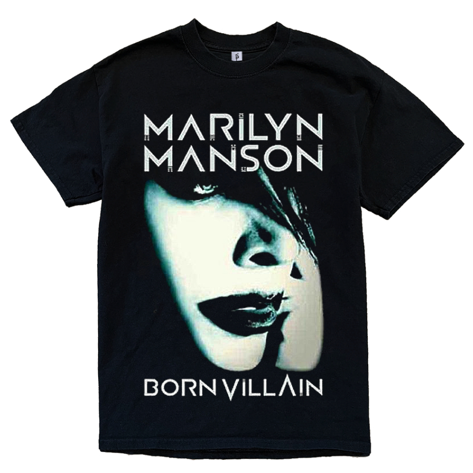 เสื้อยืดผ้าฝ้าย พิมพ์ลาย Marilyn MANSON BORN VILLAIN COMBED 24S