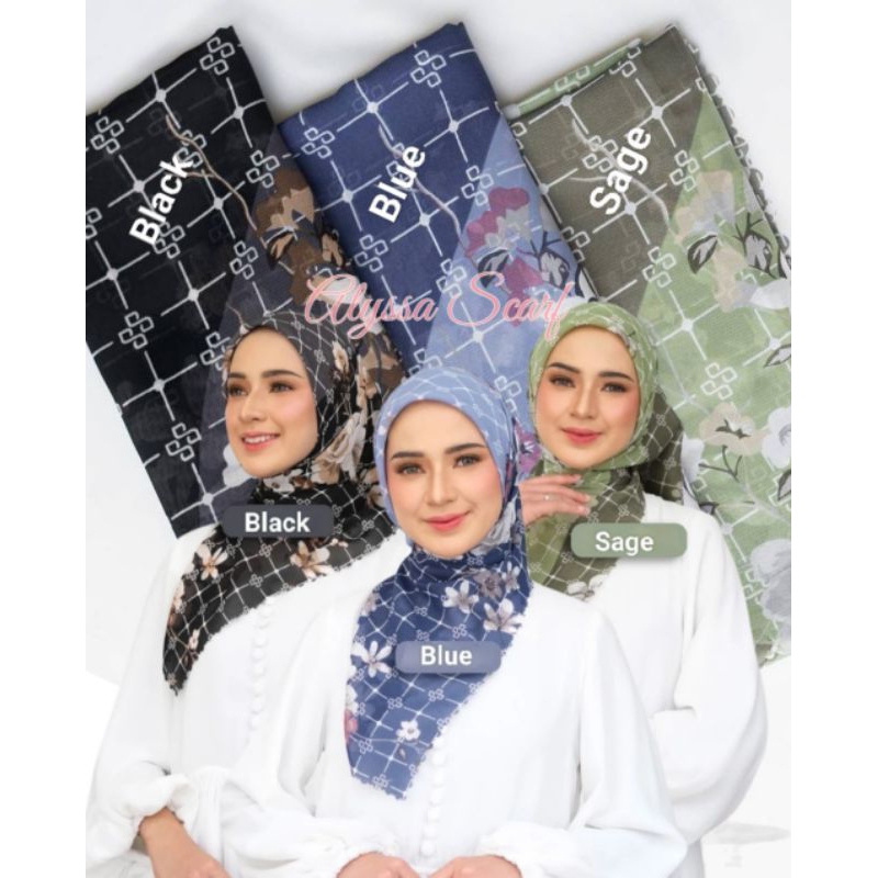 Sheloveshopp - ALYSSA SCARF ใหม่ PATTERN SQUARE SAORI SERIES POLY EXCLUSION RECTANGULAR HIJAB SQUARE