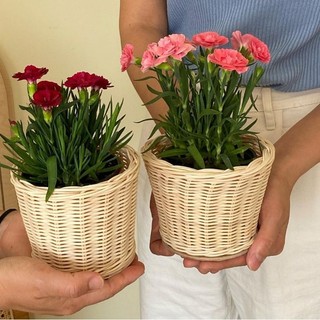 vas bunga rattan,cover pot rotan