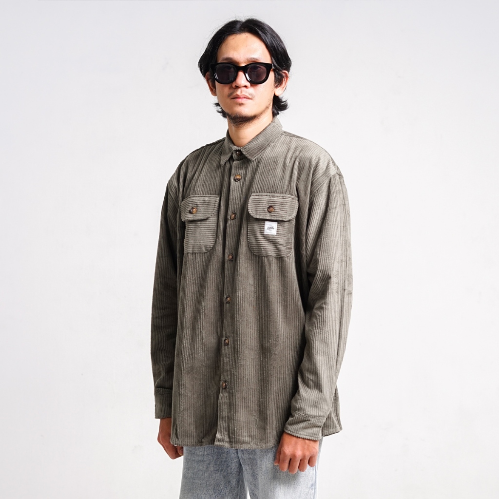 KEMEJA Everydays Saturday เสื้อ Overshirt สีเทาอ่อน Elnino Corduroy Outer Overshirt