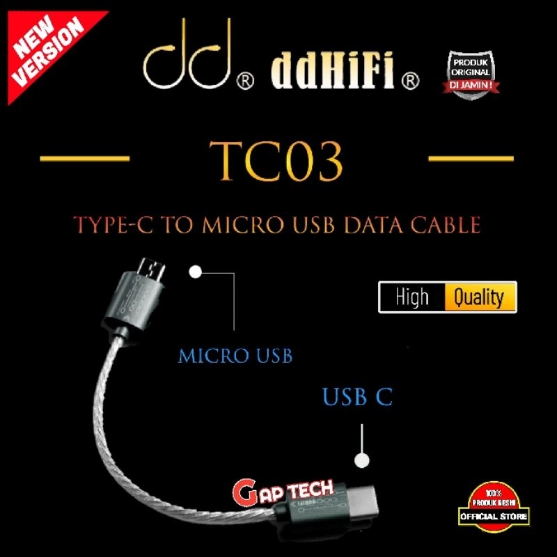 DDHiFi ใหม่ TC03 / TC 03Type-C to Micro USB Data Cable เดิม
