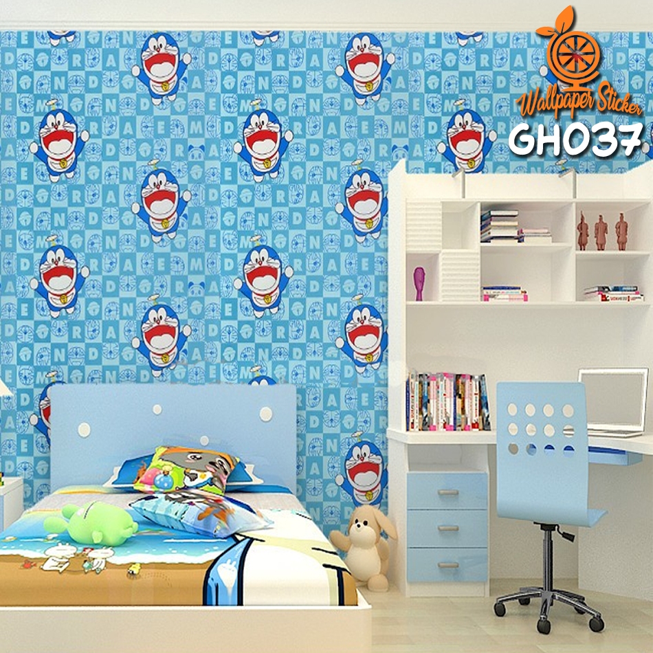 - PACKAGE 5 ROLL วอลเปเปอร์สติ๊กเกอร์ติดผนัง Doraemon Motif 3d Box Wallsticker ห้องนอนเด็ก 45 ซม. x 