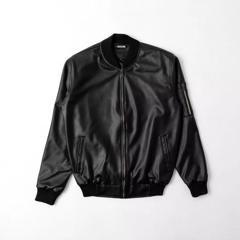 Viena Casual Bomber Leather Jacket Viena Bomber Semi Leather Jacket สําหรับผู้ชายและผู้หญิง