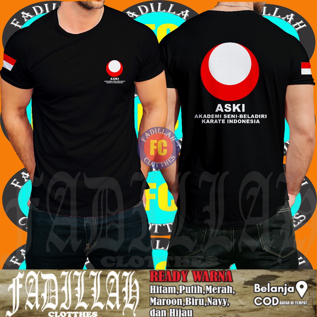 อินโดนีเซียคาราเต้ศิลปะการต่อสู้ Academy ASKI เสื้อยืด Distro เสื้อผ้า