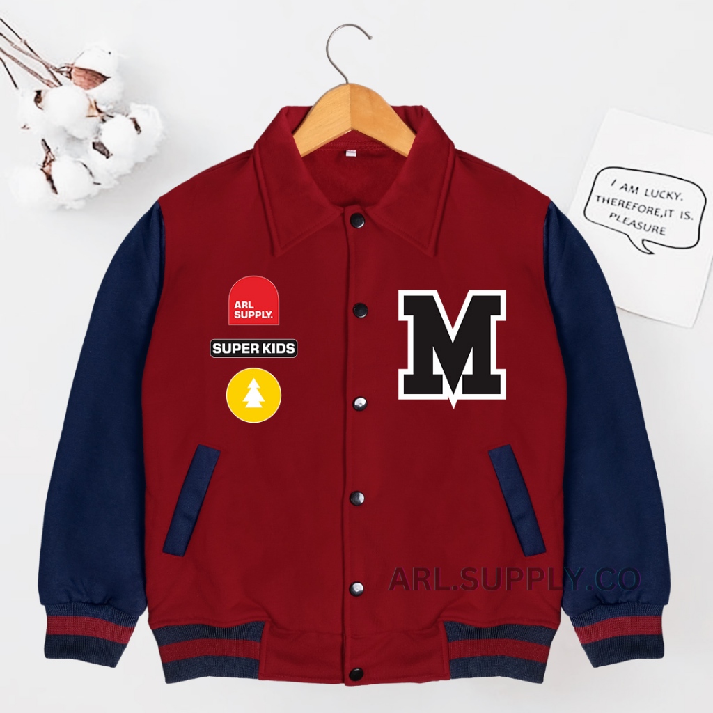เสื้อแจ็กเก็ตเบสบอล SUPERKIDS Initials A-Z สําหรับเด็กผู้ชาย และเด็กผู้หญิงอายุ 2-12 ปี