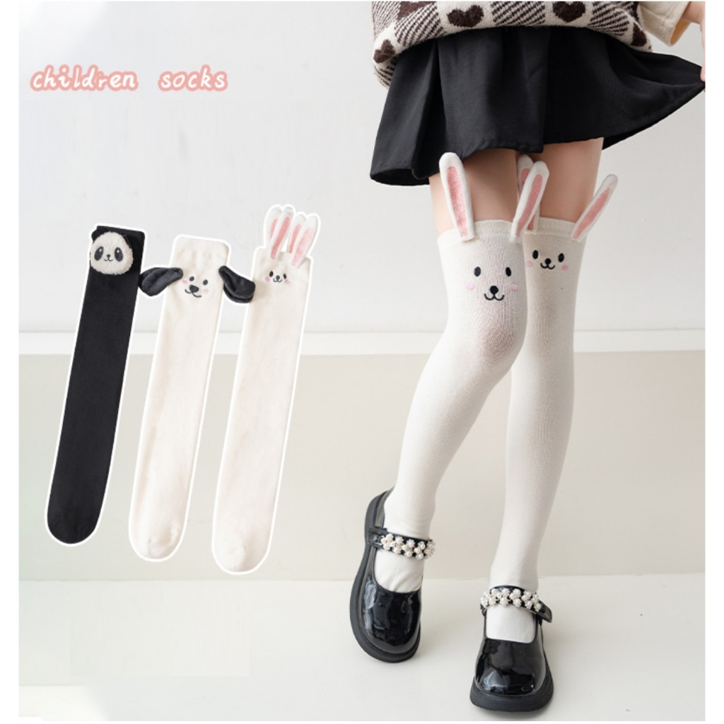 K78 ถุงเท้ายาวสําหรับเด็กผู้หญิงพร้อมหูกระต่ายและแพนด้า