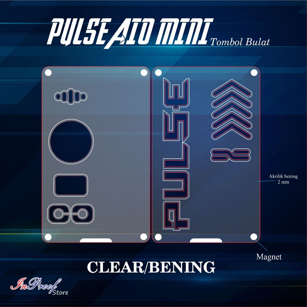 Tombol Backdoor Pulse AIO MINI ( ปุ ่ มกลมและสี ่ เหลี ่ ยมใส/Clear
