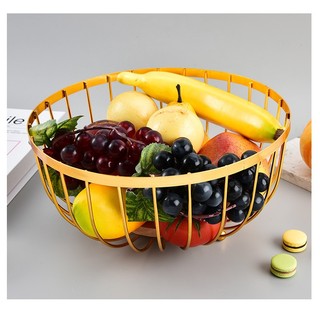 Bakindo Keranjang Tempat Buah Stainless steel Gold Fruit Tray Tempat Buah Keranjang Buah Wadah Buah Fruit Basket Gold Elegand